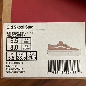 New, never worn Vans.  Size 8